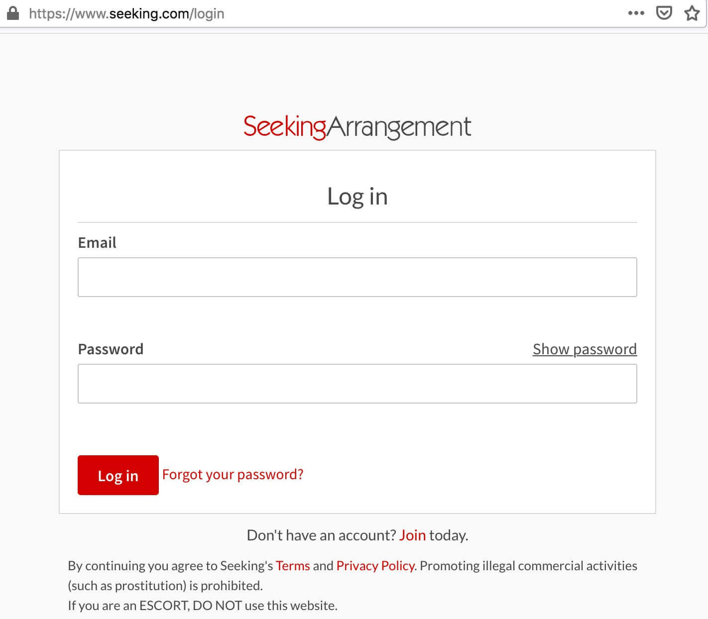 seekingarrangement login page